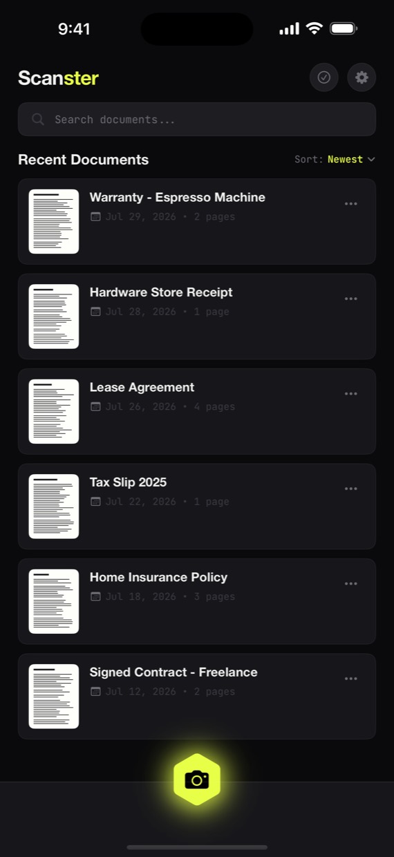 Scan library with saved documents